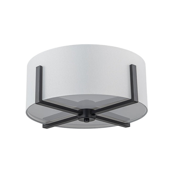 Chandelierias - 2 - Light Fabric Lampshade Drum Semi - Flush Mount - Semi Flush - Black -