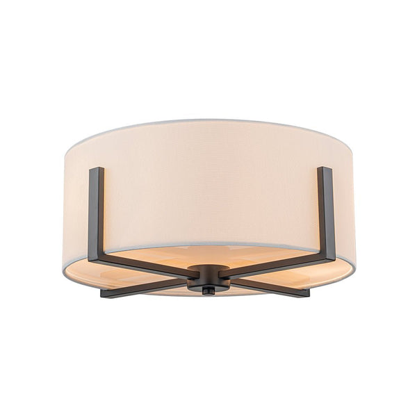 Chandelierias - 2 - Light Fabric Lampshade Drum Semi - Flush Mount - Semi Flush - Black -