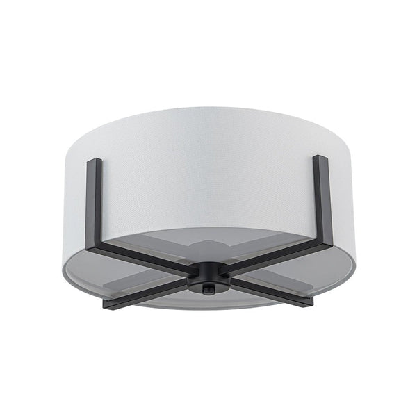 Chandelierias - 2 - Light Fabric Lampshade Drum Semi - Flush Mount - Semi Flush - Black -