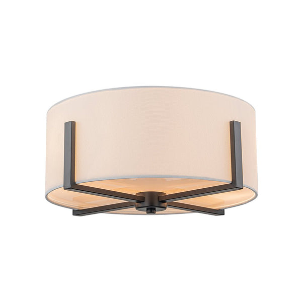 Chandelierias - 2 - Light Fabric Lampshade Drum Semi - Flush Mount - Semi Flush - Black -