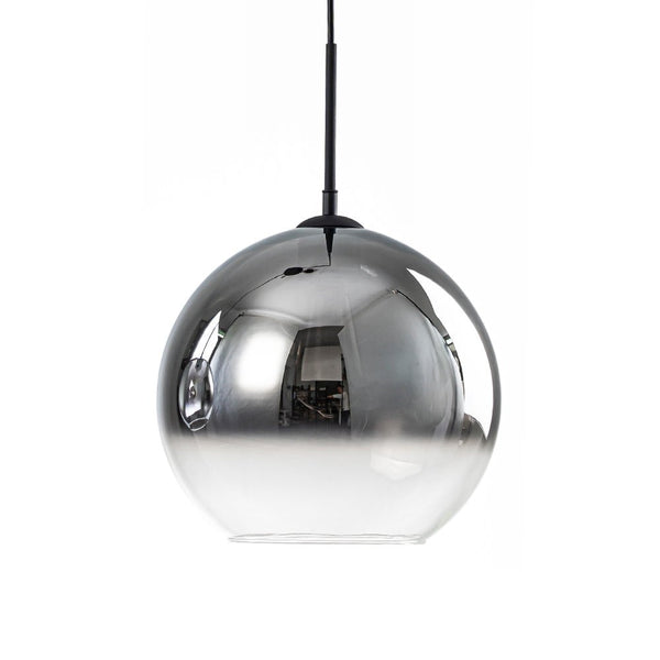 Chandelierias - 2 - Light Hand - blown Smoked Mirror Glass Drop Pendant - Chandeliers - Matte Black -