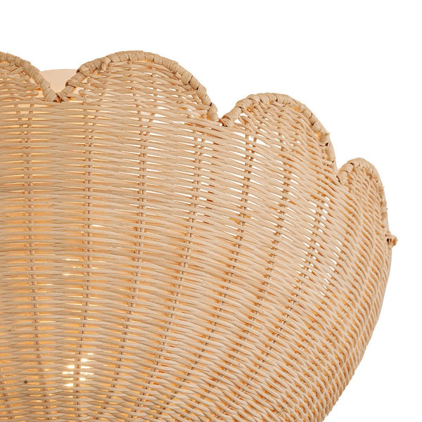 Chandelierias - 2 - Light Scalloped Tulip Woven Basket Semi - Flush Mount - Semi Flush - Brushed Brass (Back - order Late June) -