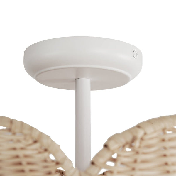 Chandelierias - 2 - Light Scalloped Tulip Woven Basket Semi - Flush Mount - Semi Flush - White -