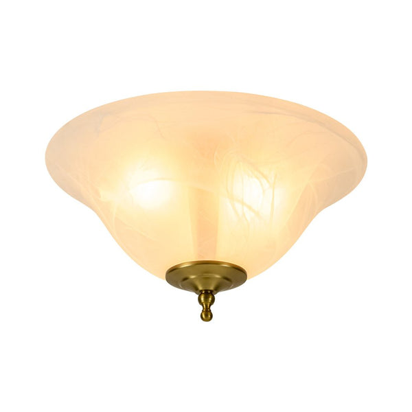 Chandelierias - 3 - Light Alabaster Glass Flared Flush Mount Ceiling Light - Flush Mount - Brass - 2 - Pack