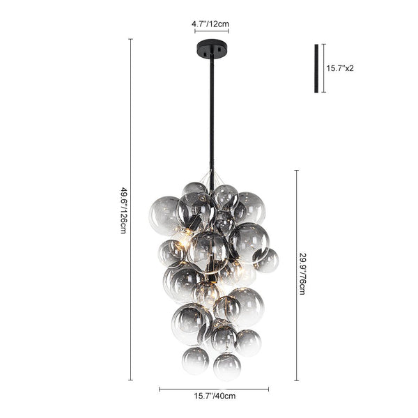 Chandelierias - 3 - Light Creative Colored Glass Cluster Bubble Chandelier - Chandeliers - Black & Gradient Gray -