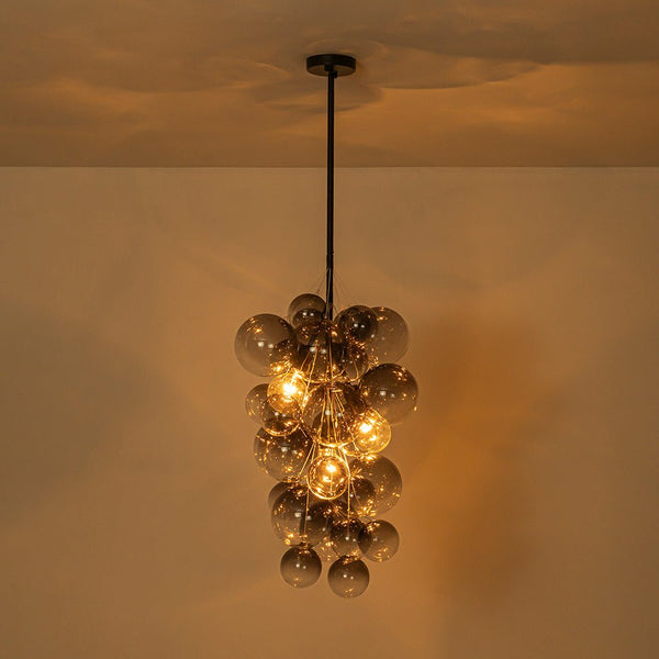 Chandelierias - 3 - Light Creative Colored Glass Cluster Bubble Chandelier - Chandeliers - Black & Gradient Gray -