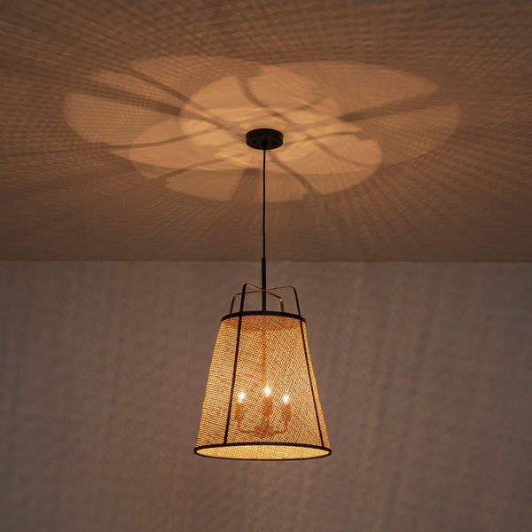 Chandelierias - 3 - Light Farmhouse Conical Bamboo Woven Pendant - Pendant - Medium -