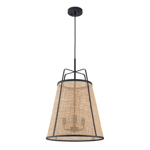 Chandelierias - 3 - Light Farmhouse Conical Bamboo Woven Pendant - Pendant - Small -