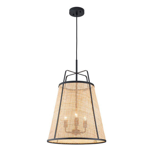 Chandelierias - 3 - Light Farmhouse Conical Bamboo Woven Pendant - Pendant - Small -