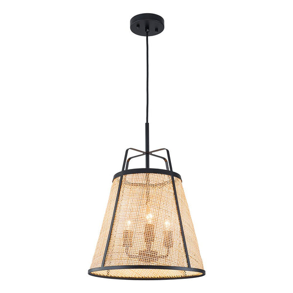 Chandelierias - 3 - Light Farmhouse Conical Bamboo Woven Pendant - Pendant - Small -