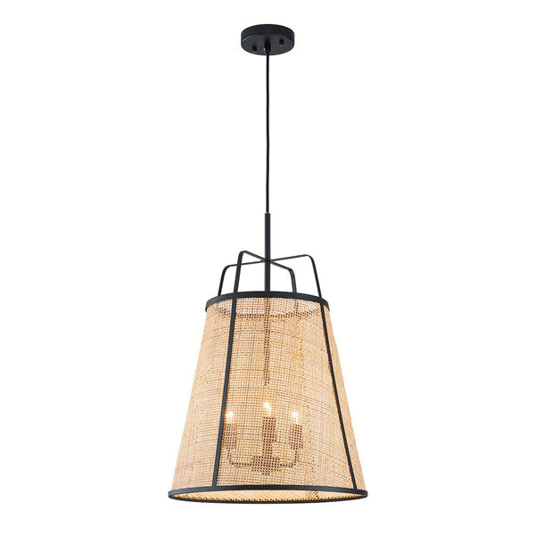 Chandelierias - 3 - Light Farmhouse Conical Bamboo Woven Pendant - Pendant - Small -