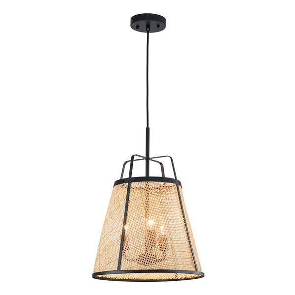 Chandelierias - 3 - Light Farmhouse Conical Bamboo Woven Pendant - Pendant - Small -