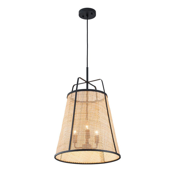 Chandelierias - 3 - Light Farmhouse Conical Bamboo Woven Pendant - Pendant - Small -
