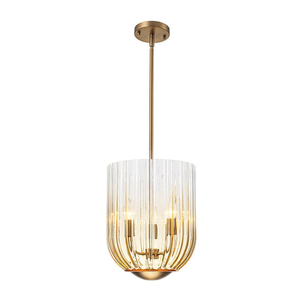 Chandelierias - 3 - Light Half Elongated Oval Gradient Fluted Glass Pendant - Pendant - Black -