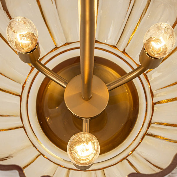 Chandelierias - 3 - Light Half Elongated Oval Gradient Fluted Glass Pendant - Pendant - Black -