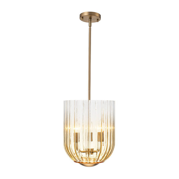 Chandelierias - 3 - Light Half Elongated Oval Gradient Fluted Glass Pendant - Pendant - Black -