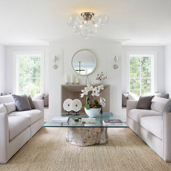 Chandelierias - 3 - Light Hand - blown Glass Cluster Bubble Semi - flush Mount - Semi Flush - Brass -