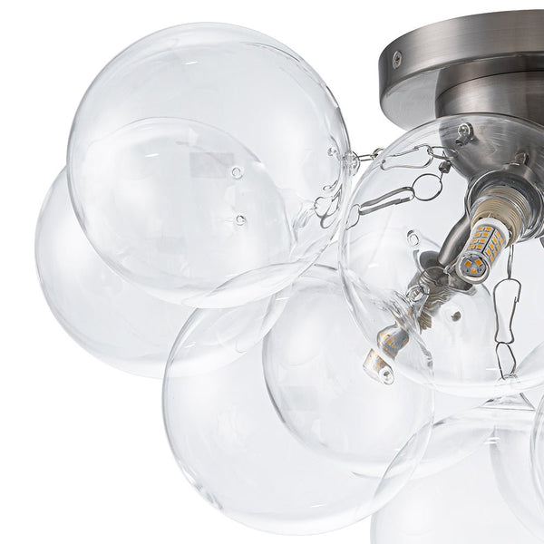 Chandelierias - 3 - Light Hand - blown Glass Cluster Bubble Semi - flush Mount - Semi Flush - Nickel -