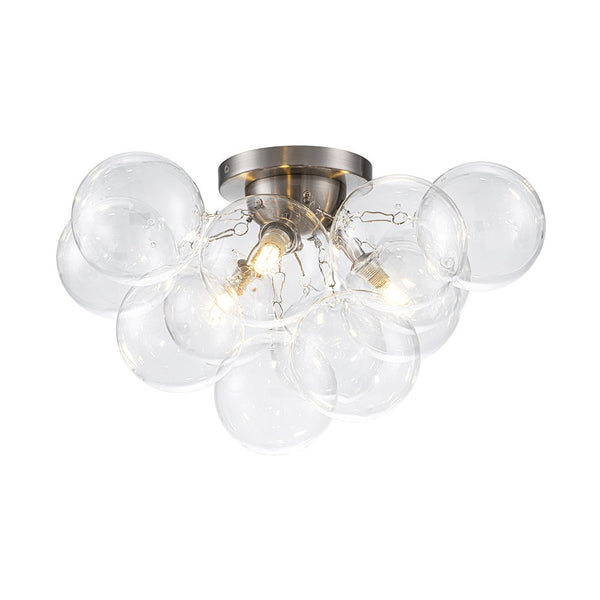 Chandelierias - 3 - Light Hand - blown Glass Cluster Bubble Semi - flush Mount - Semi Flush - Nickel -
