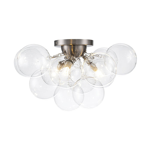 Chandelierias - 3 - Light Hand - blown Glass Cluster Bubble Semi - flush Mount - Semi Flush - Nickel -