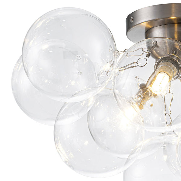 Chandelierias - 3 - Light Hand - blown Glass Cluster Bubble Semi - flush Mount - Semi Flush - Nickel -