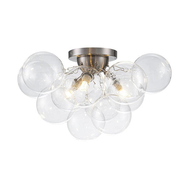 Chandelierias - 3 - Light Hand - blown Glass Cluster Bubble Semi - flush Mount - Semi Flush - Nickel -