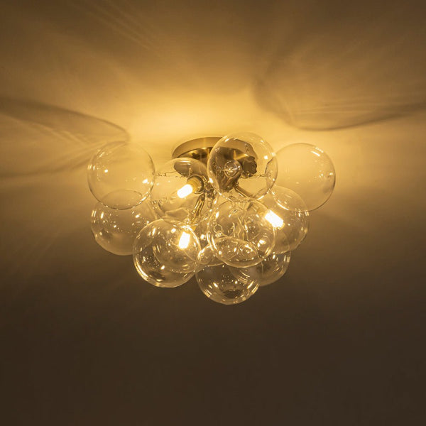 Chandelierias - 3 - Light Hand - blown Glass Cluster Bubble Semi - flush Mount - Semi Flush - Nickel -