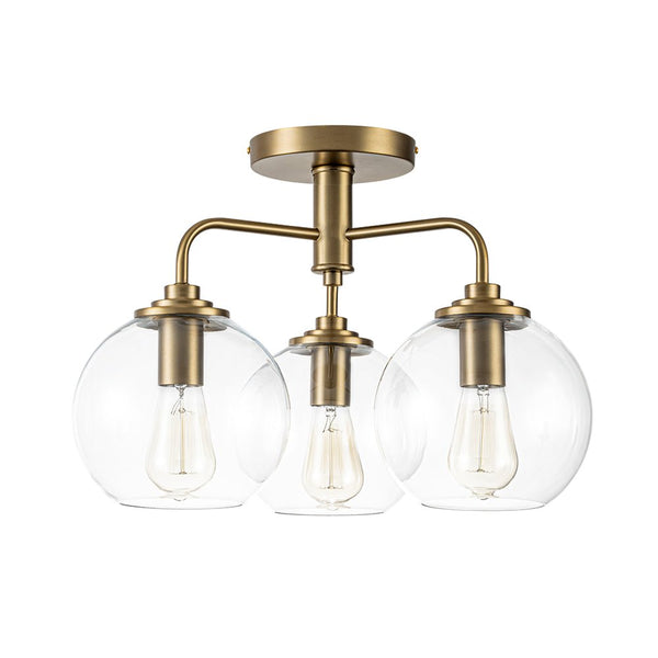 Chandelierias - 3 - Light Hand - blown Glass Semi - Flush Mount - Semi Flush - Nickel -