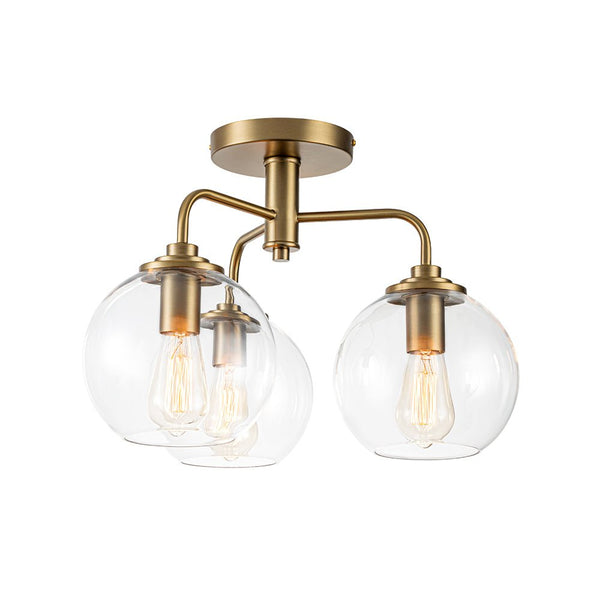 Chandelierias - 3 - Light Hand - blown Glass Semi - Flush Mount - Semi Flush - Nickel -