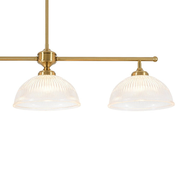 Chandelierias - 3 - Light Linear Dome Ribbed Glass Kitchen Island Pendant - Pendants - Brass -