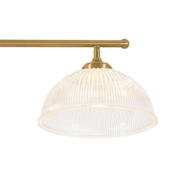 Chandelierias - 3 - Light Linear Dome Ribbed Glass Kitchen Island Pendant - Pendants - Brass -