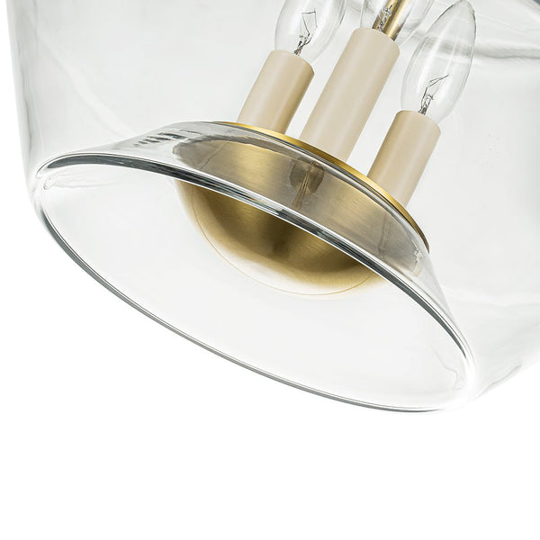 Chandelierias - 3 - Light Modern Clear Glass Pot Kitchen Island Pendant - Pendant - Brass -