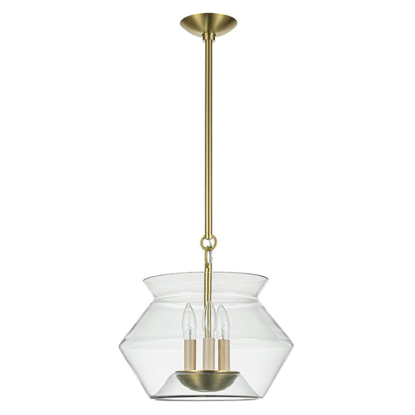 Chandelierias - 3 - Light Modern Clear Glass Pot Kitchen Island Pendant - Pendant - Brass -
