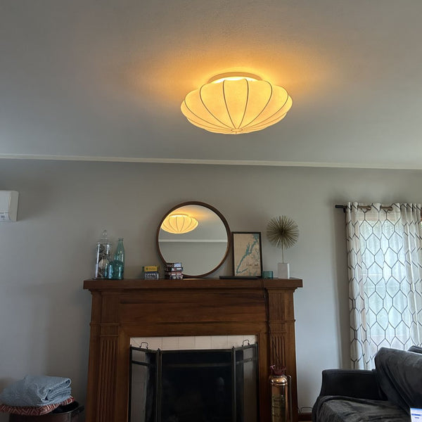 Modern Flush Mount Ceiling Light With Silk Lampshade
