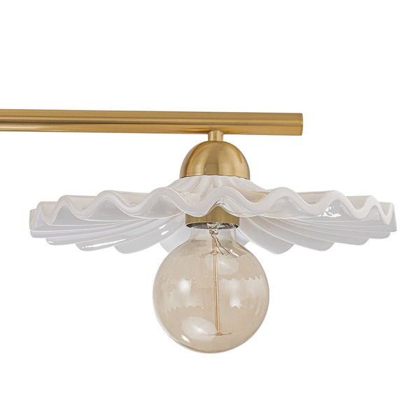 Chandelierias-3-Light Modern Ruffled Shade Linear Island Chandelier-Chandeliers-Aged Brass-