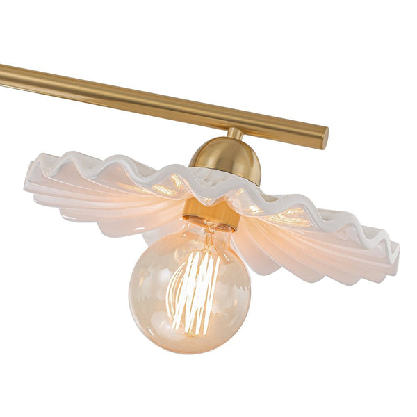 Chandelierias-3-Light Modern Ruffled Shade Linear Island Chandelier-Chandeliers-Aged Brass-