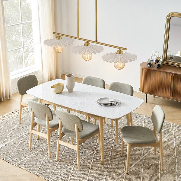 Chandelierias-3-Light Modern Ruffled Shade Linear Island Chandelier-Chandeliers-Aged Brass-