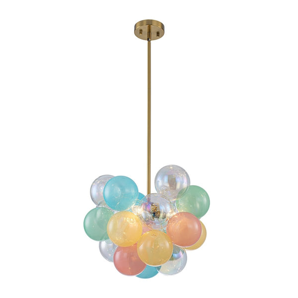 Chandelierias-3-Light Pastel Bubble Glass Cluster Chandelier-Chandeliers-Brass-