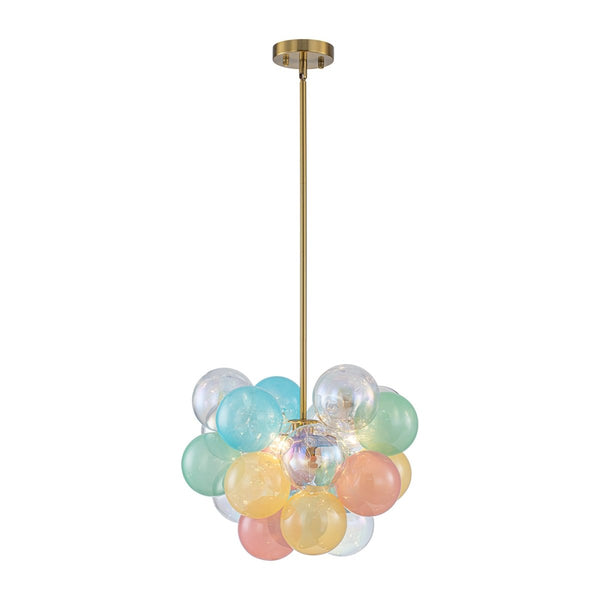 Chandelierias-3-Light Pastel Bubble Glass Cluster Chandelier-Chandeliers-Brass-