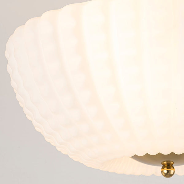 Chandelierias-3-Light Plaid Scalloped Shell Glass Semi-flush Mount-Semi Flush-Brass-