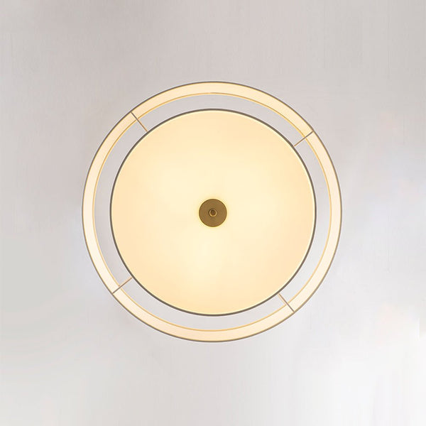 Chandelierias - 3 - Light Round Layered Drum White Linen Pendant Chandelier - Chandeliers - Black -