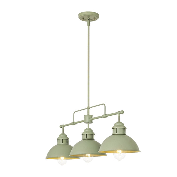 Chandelierias-3-Light Sage Green Sculptural Dome Island Pendant-Chandeliers-Green-