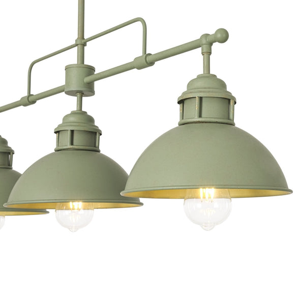 Chandelierias-3-Light Sage Green Sculptural Dome Island Pendant-Chandeliers-Green-
