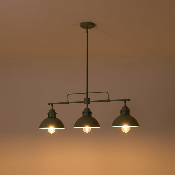 Chandelierias-3-Light Sage Green Sculptural Dome Island Pendant-Chandeliers-Green-