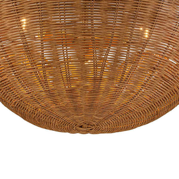 Chandelierias - 3 - Light Scalloped Hand - woven Floral Basket Semi - Flush Mount - Semi Flush - Brass (Preorder) -