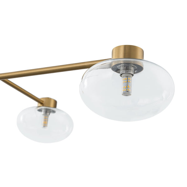 Chandelierias-4-Light Saucer Clear Glass Tiered Linear Chandelier-Chandeliers-Brass-