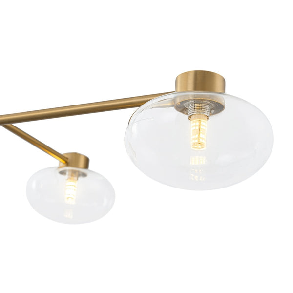 Chandelierias-4-Light Saucer Clear Glass Tiered Linear Chandelier-Chandeliers-Brass-
