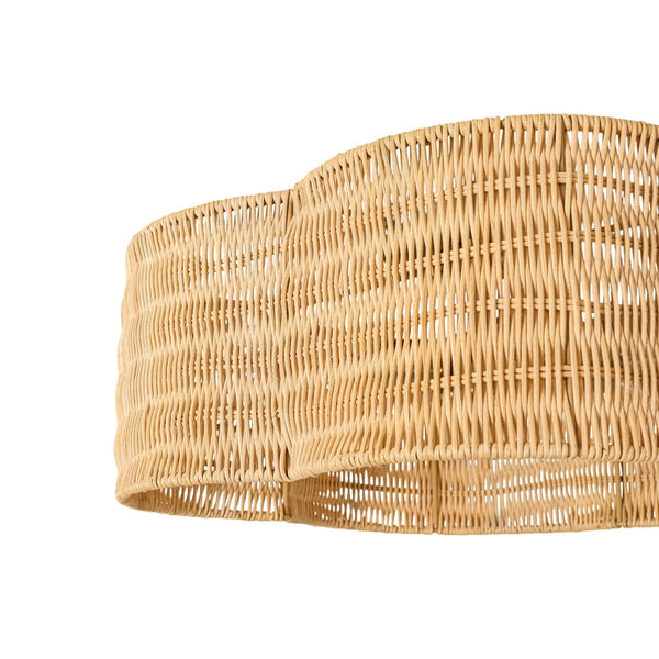Chandelierias-4-Lobed Scalloped Drum Rattan Semi-flush Mount-Semi Flush-Light Brown-2-Pack