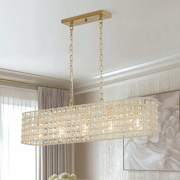 Chandelierias - 5 - Light Luxury Faceted Crystal Island Chandelier - Chandeliers - Oval -