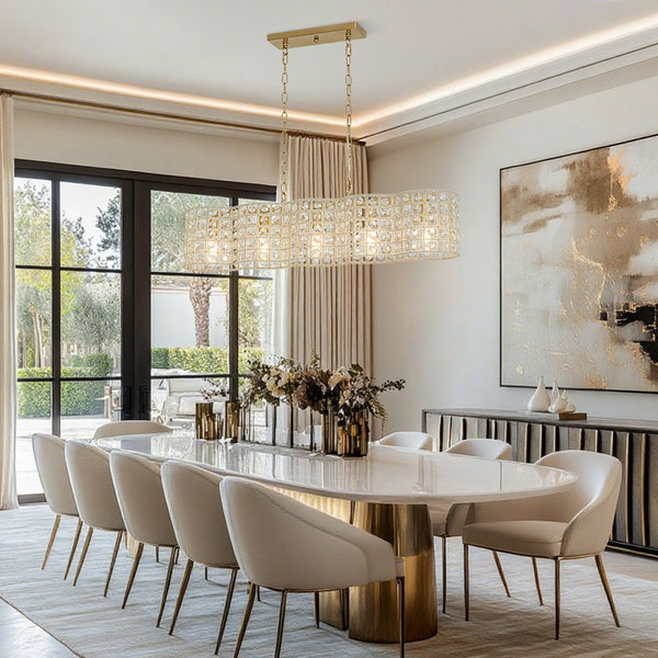 Chandelierias - 5 - Light Luxury Faceted Crystal Island Chandelier - Chandeliers - Oval -